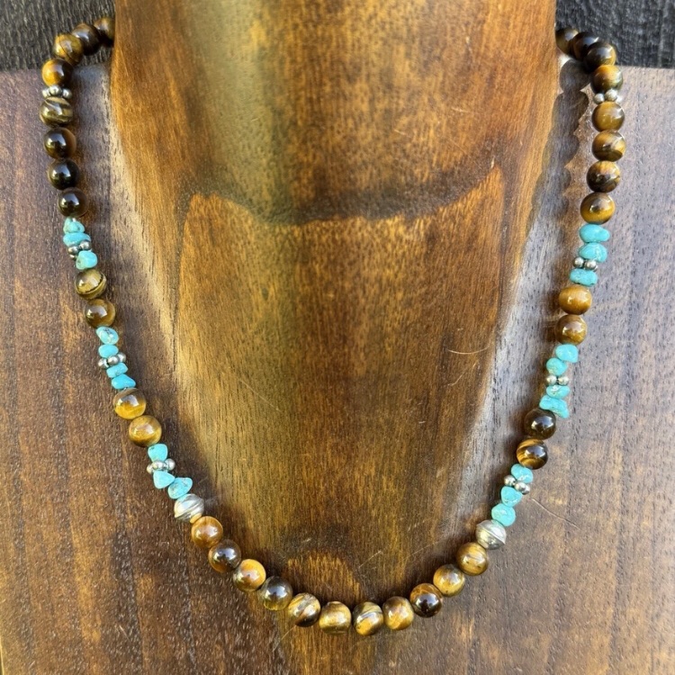 Tommy Rosita Singer T R Sterling Silver Tigers Eye Choker Bead Necklace 15 Inch